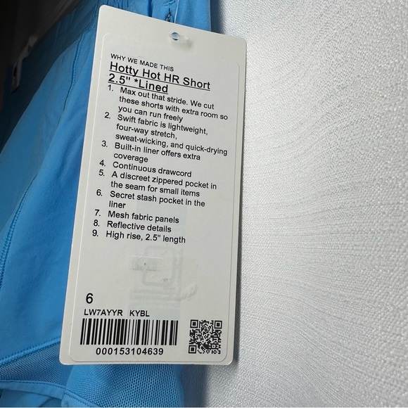 New Lululemon Shorts Size 6 Hotty Hot High Rise HR Lined 2.5" KYBL Blue Running - Picture 5 of 7
